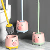 Cute Cartoon Toilet Brush Bathroom Cornerless Wall Mounted With Base Cleaning Brush(Pink Green)