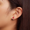 SCE1525 Sterling Silver S925 Plum Red Peach Poker Zirconia Earrings