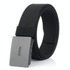 AWMN Men Nylon Canvas Cargo Jeans Casual Buckle Belt, Length: 120cm(Black Buckle Black)