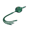 WK WDC-124 3A 3 In 1 8 Pin + Type-C / USB-C + Micro USB Bona Series Telescopic Charging Data Cable, Length: 1.5m (Green)