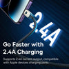 Baseus Unbreakable Series 2.4A USB to 8 Pin Fast Charging Data Cable, Length:2m(White)