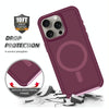 For iPhone 14 Pro Max Shockproof MagSafe Armor PC Hybrid TPU Phone Case(Wine Red+Light Pink)