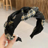 Ribbon Woven Letter Pattern Elegant Retro Non-Slip Headband(Black)
