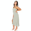 Women Elegant Slit Dress Commuting Sleeveless Knot Suspender Dress, Size: L(Light Green)