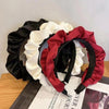 Elegant Wide-Brimmed Pleated Hoops Satin Fabric Versatile Headband(Black)