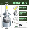2pcs H7 18W 1800LM 6000K Waterproof IP68 Car Auto LED Headlight with 2 COB LED Lamps, DC 9-36V(White Light)