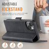 For iPhone 14 AutSpace A11 Side Buckle MagSafe Magnetic RFID Phone Leather Case(Black)