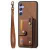 For Samsung Galaxy S25 5G Retro Cross Wristband Wallet Leather Back Phone Case(Brown)