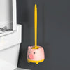 Cute Cartoon Toilet Brush Bathroom Cornerless Wall Mounted With Base Cleaning Brush(Pink Yellow)