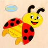 2 PCS Educational Toddler Wooden Toy Cartoon Animal 3D Puzzle(Ladybug)