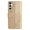 For Samsung Galaxy A56 5G Butterflies and Flowers Leather Phone Case(Gold)