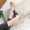 Women Sandals Dot Bowknot Platform Wedge Shoes, Size:38(White)