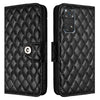 For Redmi Note 11S 5G Rhombic Texture Flip Leather Phone Case with Lanyard(Black)
