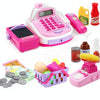 Mini Analog Supermarket Checkout Cash Register Set Child Role Playing Toy 47 PCS / Set Pink