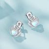 S925 Sterling Silver Platinum-plated Three-dimensional Shell Moonstone Earrings(SCE1763)