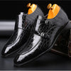 Crocodile Pattern Business Flat Bottom Leather Formal Shoes, Size:44(Black)