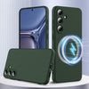 For Samsung Galaxy S25 5G Shockproof Silicone Magsafe Phone Case(Dark Green)