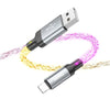 hoco U112 2.4A USB to 8 Pin Luminous Data Cable, Length: 1m(Grey)