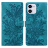 For iPhone 11 Lace Floral Embossed Magnetic Buckle Leather Phone Case(Green)