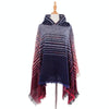 Spring Autumn Winter Checkered Pattern Hooded Cloak Shawl Scarf, Length (CM): 135cm(DP4-03 Navy)