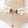 Women Fashion Elegant Vintage Imitation Pearl White Lace Choker Necklaces Bridal Jewelry(White)