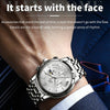 OLEVS 2892 Men Multifunctional Business Waterproof Quartz Watch(White + Silver)