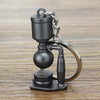 Mini Metal Keychain Coffee Utensils Decorative Pendant, Style: Siphon Pot Black