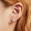 S925 Sterling Silver Flower Ear Stud Women Earrings(Purple)