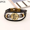 2 PCS Couple Lovers Jewelry Leather Braided Constellation Detail Hand Chain Bracelet, Size: 21*1.2cm