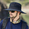 9090 Men Outdoor Fishing Climbing Mountain Large Brim Fisherman Hat(Black)