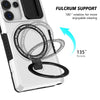 For Samsung Galaxy S25 Ultra 5G Sliding Camshield MagSafe Holder TPU Hybrid PC Phone Case(Black White)