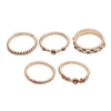 5 PCS/Set Fashion Women Rose Gold Rhinestone Elegant Rings Jewelry Set, Ring Size:6