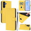 For Samsung Galaxy A26 5G Skin Feel Solid Color Leather Phone Case with Lanyard(Lemon Yellow)