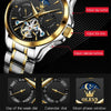 OLEVS 6663 Men Multifunctional Waterproof Hollow Steel Strap Mechanical Watch(Black + Gold)