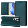 For Samsung Galaxy A25 5G Global RC01 Dual-Folded Magnetic Suction RFID Leather Phone Case(Dark Green)