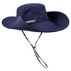 OZERO Summer Sun Shade Sunscreen Hat Outdoor Camping Breathable Large Brim Fisherman Hat, Color: 0063 Navy