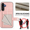For Samsung Galaxy M16 5G / F16 5G Button Card Bag RFID Anti-theft Phone Case(Pink)
