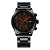 OCHSTIN 7244 Fashion Steel Strap Multifunctional Quartz Men Watch(Black Orange)