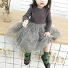 Winter Girls Patchwork Five-pointed Star Mesh Long-sleeved Dress, Kid Size:110cm(Chocolate)