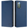 For Samsung Galaxy Note20 RC01 Dual-Folded Magnetic Suction RFID Leather Phone Case(Dark Blue)