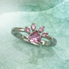 Women Crystal Cute Cat Claw Opening Adjustable Ring Jewelry(Pink diamond white gold)