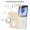 For Samsung Galaxy Z Flip6 5G Folding Central Axis Card Bag Phone Case with Ring(White)