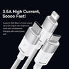 Baseus StarSpeed 3.5A USB to 8 Pin + Type-C + Micro USB 3 in 1 Fast Charging Data Cable, Length:1.2m (White)