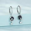 SCE1534 Sterling Silver S925 Blue Sandstone Starlight Zircon Earrings