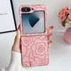 For Samsung Galaxy Z Flip5 5G Camellia Plaid Fabric DIY PC Phone Case(Pink)