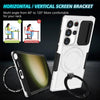 For Samsung Galaxy S24 Ultra 5G Sliding Camshield MagSafe Holder TPU Hybrid PC Phone Case(Black White)