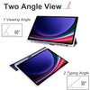 For Samsung Galaxy Tab S10 FE / S9 3-folding Transparent TPU Smart Leather Tablet Case with Pen Slot(Dark Blue)