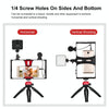 PULUZ 4 in 1 Vlogging Live Broadcast LED Selfie Fill Light Smartphone Video Rig Kits with Microphone + Tripod Mount + Cold Shoe Tripod Head for iPhone, Galaxy, Huawei, Xiaomi, HTC, LG, Google, and Other Smartphones(Red)