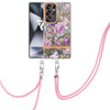 For Samsung Galaxy S25 Ultra 5G Flowers and Plants Series IMD TPU Phone Case with Lanyard(Purple Peony)