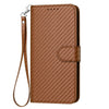 For Samsung Galaxy A36 5G YX0070 Carbon Fiber Buckle Leather Phone Case with Lanyard(Coffee)